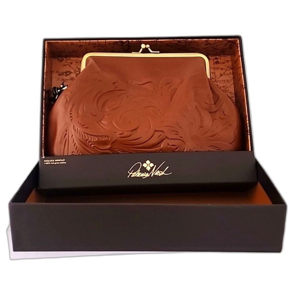 Patricia Nash Savena Florence Leather Wristlet Clutch New In Box.